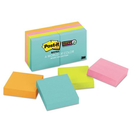 POST-IT Pads in Miami Colors, 2 x 2, 90/Pad, PK8 622-8SSMIA